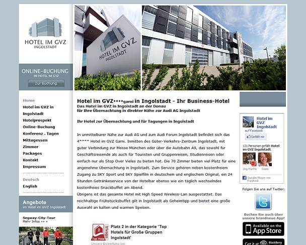 Webpräsenz des Hotel im GVZ in Ingolstadt